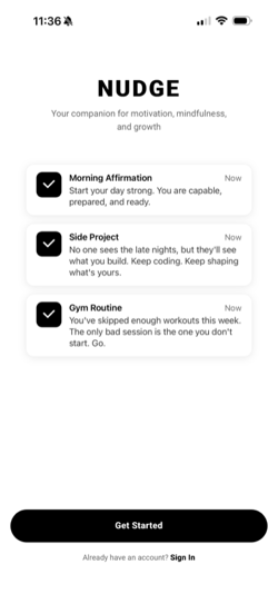 Nudge onboarding screens
