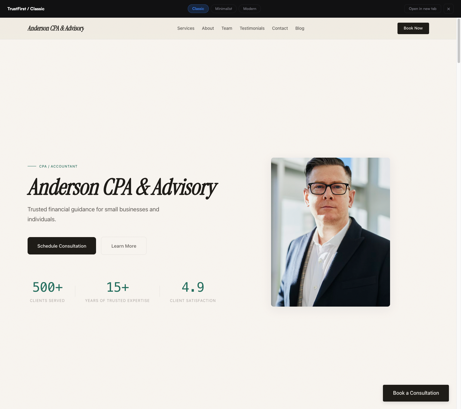 WebSwift template - Anderson CPA & Advisory